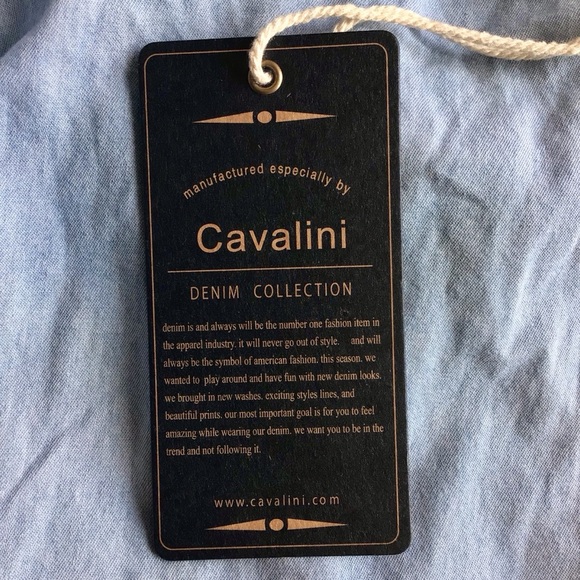 Cavalini Denim Collection Blue Ruffled Sleeve Blouse - Size Large - Picture 10 of 10